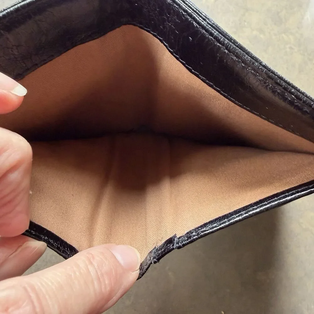 Vintage HOBO Black Bifold Card, ID & Zipper Coin Compact Wallet Leather